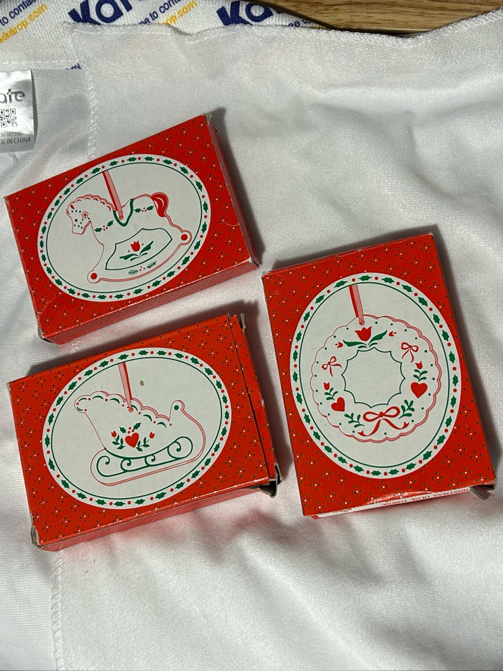 Vintage Ceramic Ornaments Heart Cottage Christmas